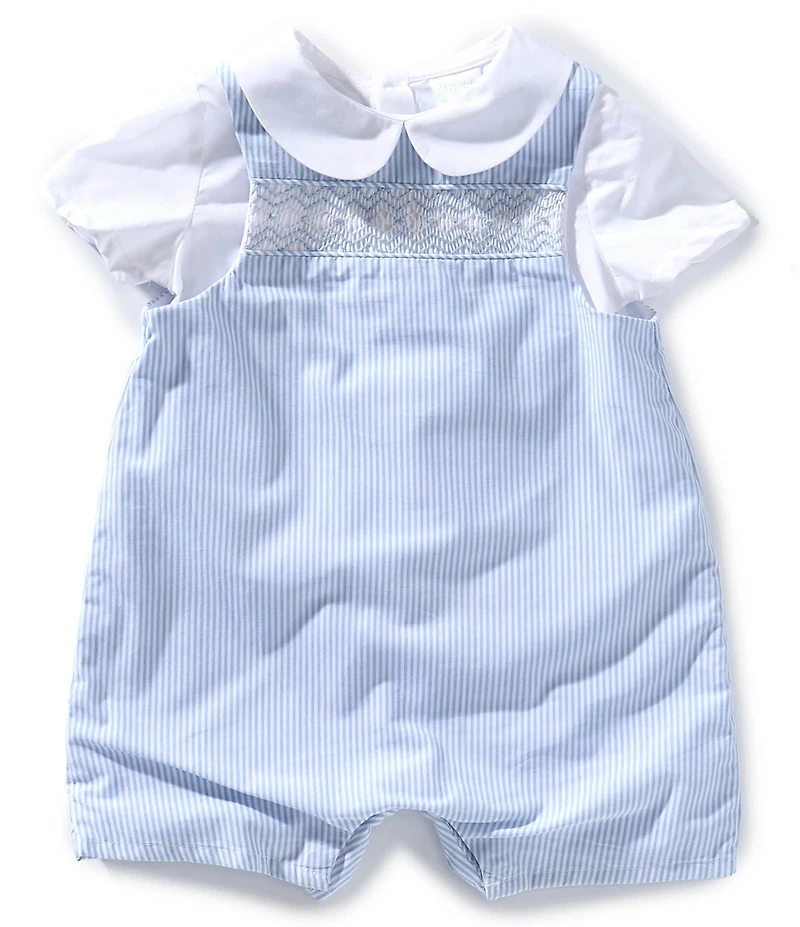Edgehill Collection Baby Boys Short Sleeve Stripe Jon Jon Romper