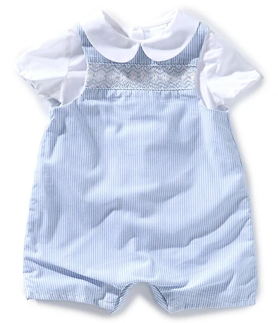 Edgehill Collection Baby Boys Short Sleeve Stripe Jon Jon Romper