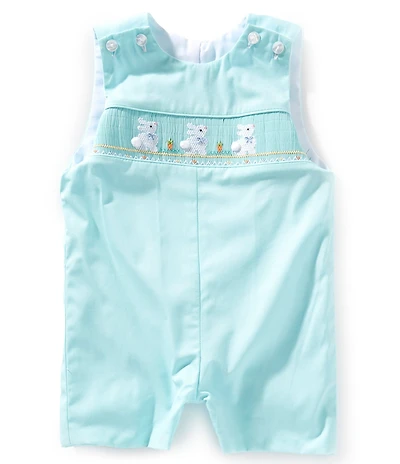 Edgehill Collection Baby Boys Smocked Easter Bunny Jon Jon Romper