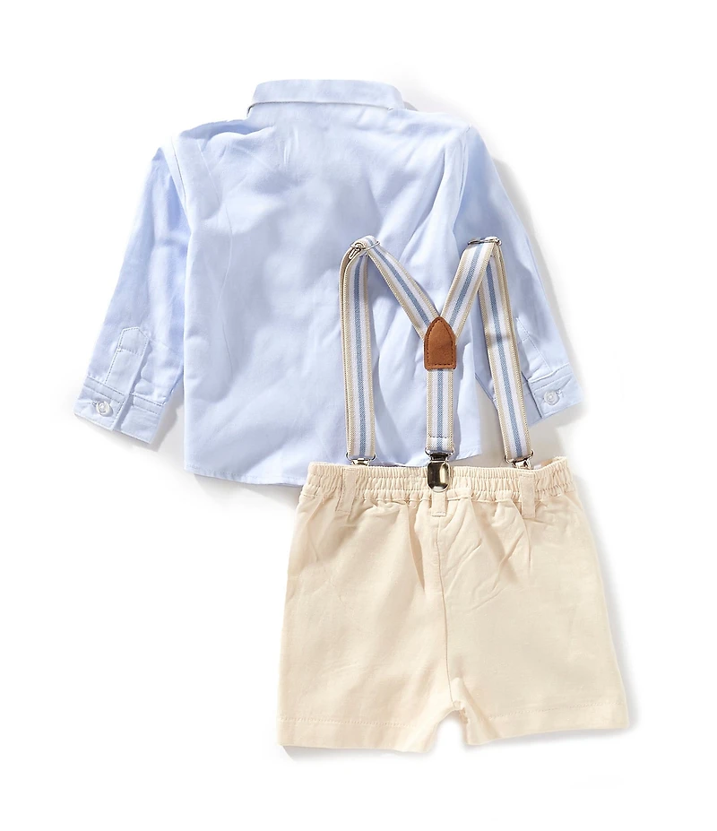 Edgehill Collection Baby Boys Long Sleeve Woven Suspender Set