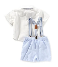 Edgehill Collection Baby Boys Short Sleeve, Shorts and Suspender Set