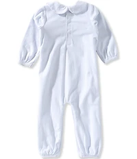 Edgehill Collection Baby Boys Cotton Stripe Peter Pan Collar Long-Sleeve Smocked Coverall