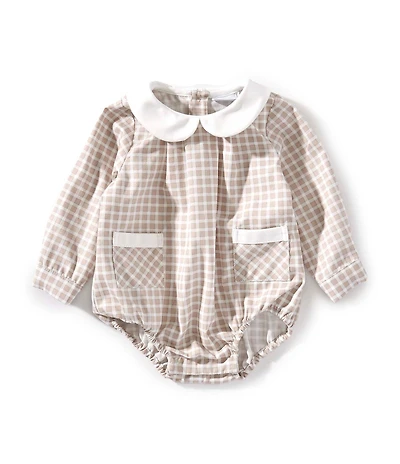 Edgehill Collection Baby Boys Long Sleeve Check Bubble Romper