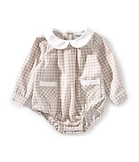 Edgehill Collection Baby Boys Long Sleeve Check Bubble Romper