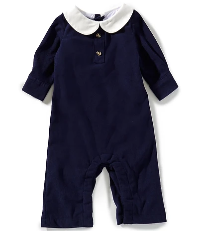 Edgehill Collection Baby Boys Long Sleeve Peter Pan Collar Romper