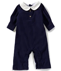 Edgehill Collection Baby Boys Long Sleeve Peter Pan Collar Romper