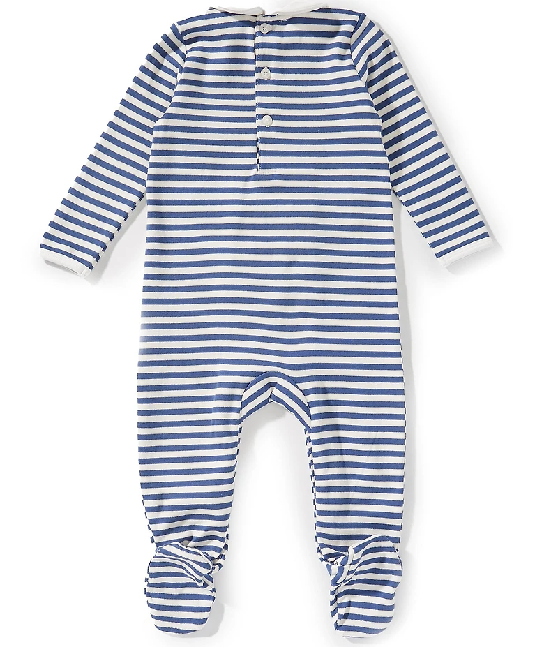 Edgehill Collection Baby Boys Long Sleeve Stripe Footed Coverall