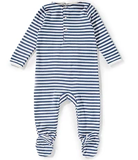 Edgehill Collection Baby Boys Long Sleeve Stripe Footed Coverall