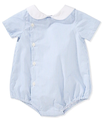 Edgehill Collection Baby Boys Peter Pan Collar Stripe Bubble Romper