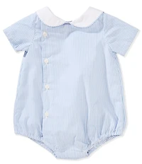 Edgehill Collection Baby Boys Peter Pan Collar Stripe Bubble Romper