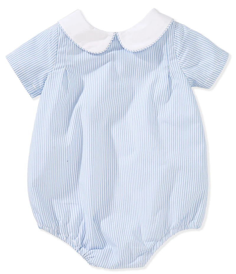 Edgehill Collection Baby Boys Peter Pan Collar Stripe Bubble Romper