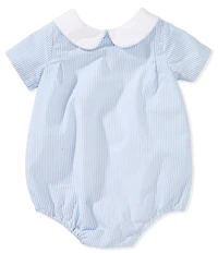 Edgehill Collection Baby Boys Peter Pan Collar Stripe Bubble Romper
