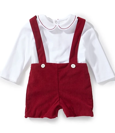 Edgehill Collection Baby Boys Peter Pan Collar Short Set