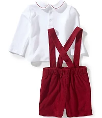 Edgehill Collection Baby Boys Peter Pan Collar Short Set