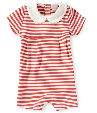 Edgehill Collection Baby Boys Short Sleeve Smocked Striped Romper