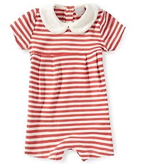 Edgehill Collection Baby Boys Short Sleeve Smocked Striped Romper