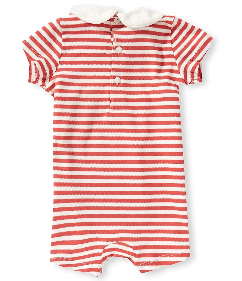 Edgehill Collection Baby Boys Short Sleeve Smocked Striped Romper