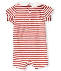 Edgehill Collection Baby Boys Short Sleeve Smocked Striped Romper