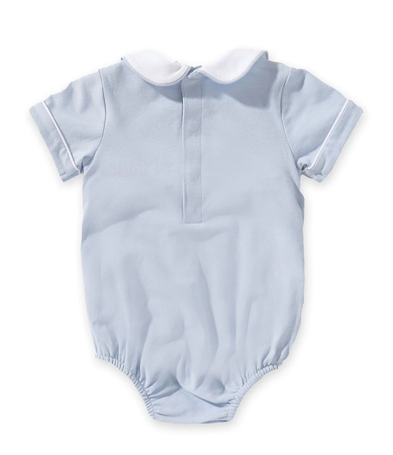Edgehill Collection Baby Boys Striped Short Sleeve Smocked Bubble