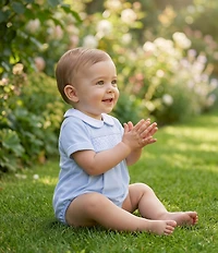 Edgehill Collection Baby Boys Striped Short Sleeve Smocked Bubble