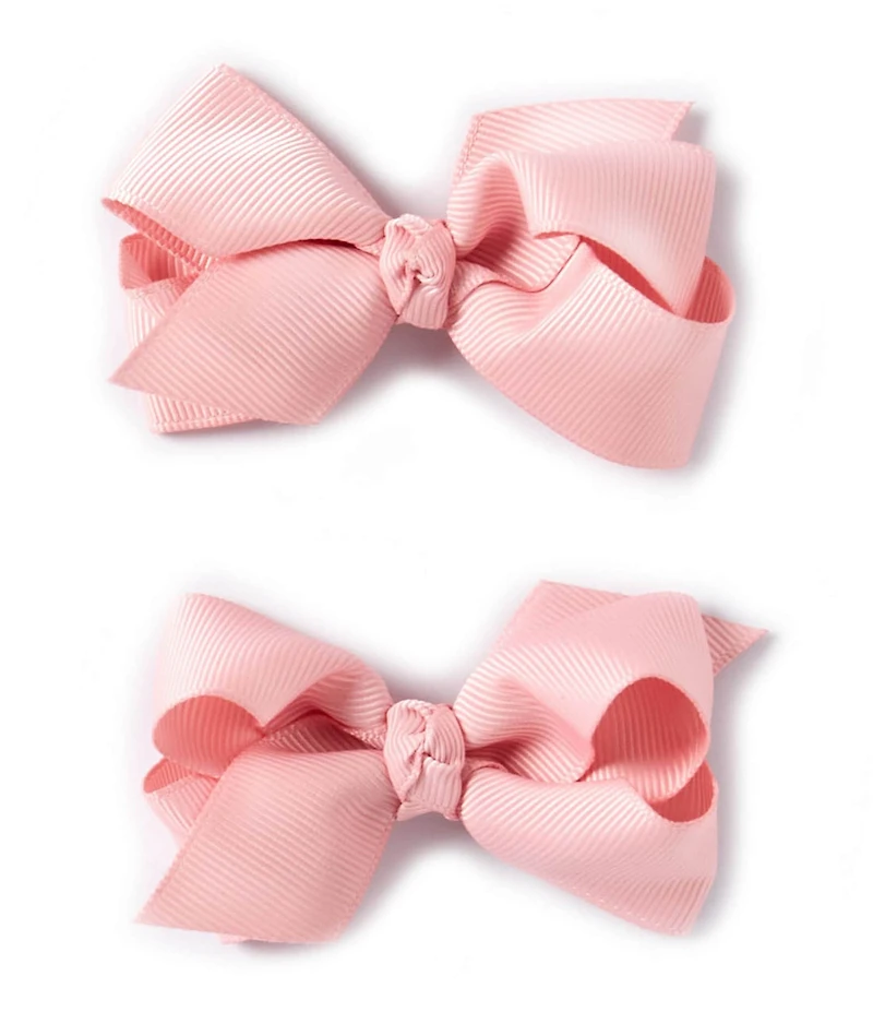 Edgehill Collection Baby Girls 2-Pack Mini Grosgrain Hair Bows