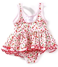 Edgehill Collection Baby Girls Cherry Print Ruffle One-Piece Swimsuit