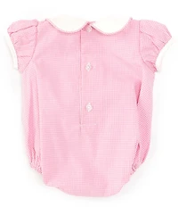 Edgehill Collection Baby Girls Peter Pan Cap Sleeve Tab Bubble Romper