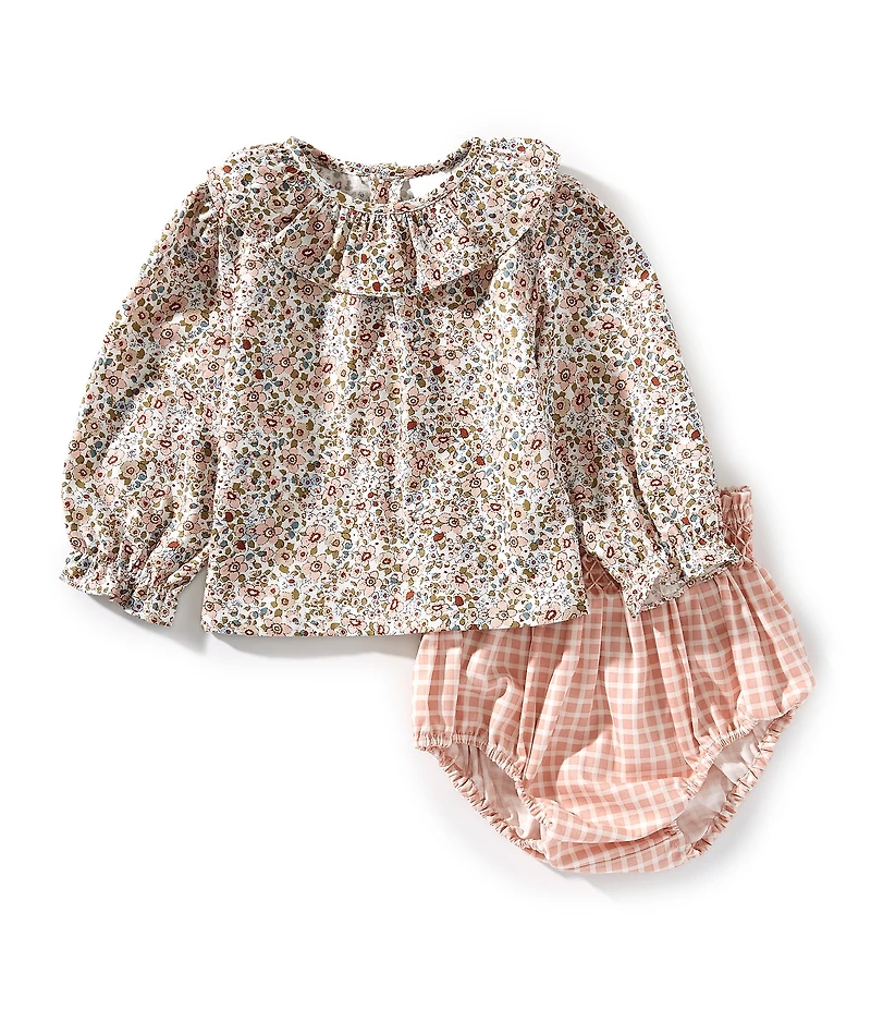 Edgehill Collection Baby Girls Check and Floral Diaper Set
