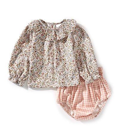 Edgehill Collection Baby Girls Check and Floral Diaper Set