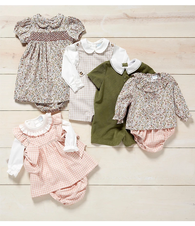 Edgehill Collection Baby Girls Check and Floral Diaper Set
