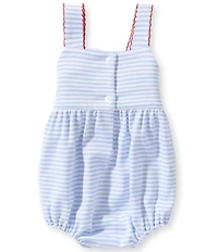 Edgehill Collection Baby Girls Sleeveless Smocked Cherry Embroidery Stripe Bubble Romper