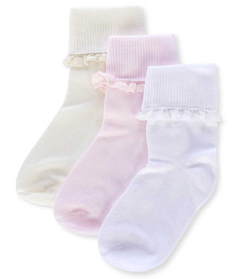 Edgehill Collection Baby Girls Crochet Lace 3-Pack Socks