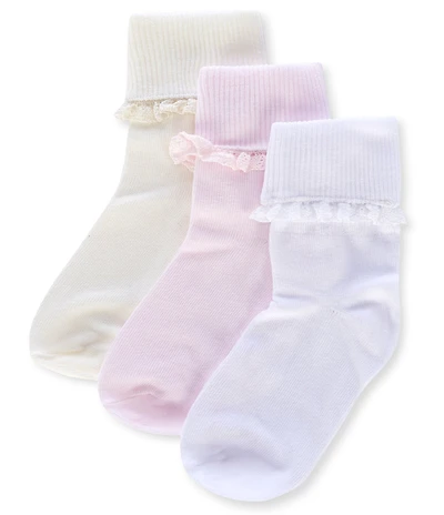 Edgehill Collection Baby Girls Crochet Lace 3-Pack Socks