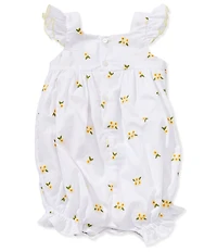Edgehill Collection Baby Girls Flutter Sleeve Embroidered Smocking Disty Floral Bubble Romper