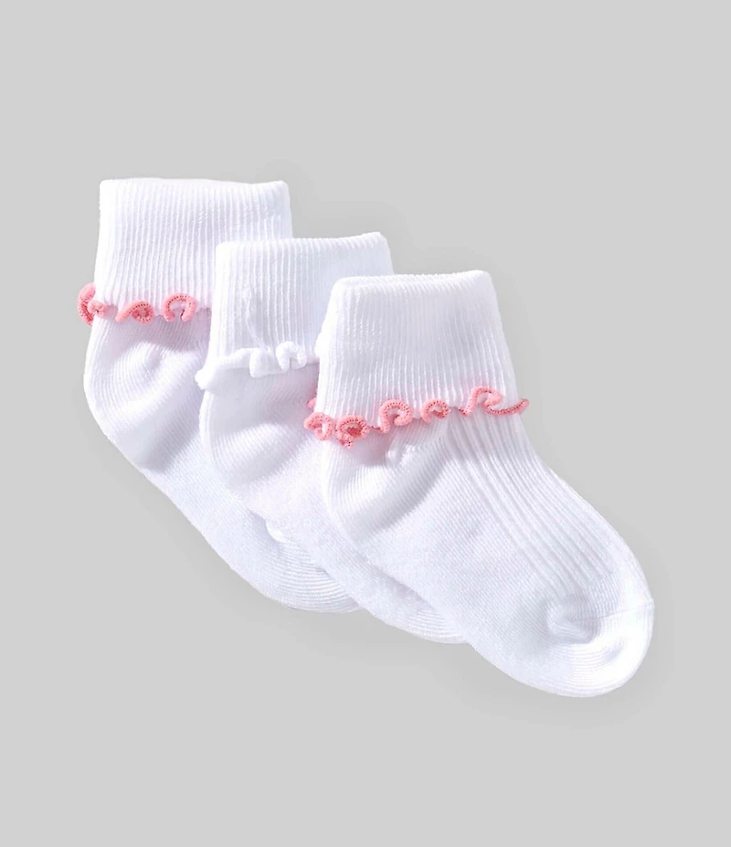 Edgehill Collection Baby Girls Lettuce Edge 2-Pack Socks