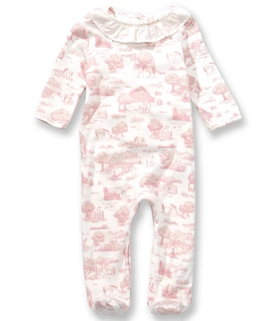 Edgehill Collection Baby Girls Long Sleeve Toile Footed Coverall