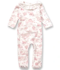 Edgehill Collection Baby Girls Long Sleeve Toile Footed Coverall