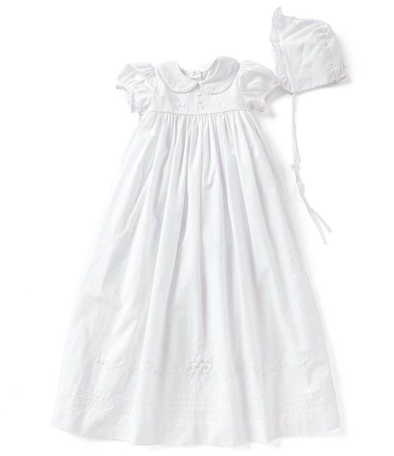 Edgehill Collection Baby Girls Peter Pan Collar Christening Gown & Matching Bonnet