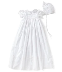 Edgehill Collection Baby Girls Peter Pan Collar Christening Gown & Matching Bonnet