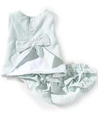 Edgehill Collection Baby Girls Woven Seersucker Stripe Top & Ruffle Diaper Set