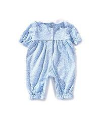 Edgehill Collection Baby Girls Peter Pan Collar Floral Romper