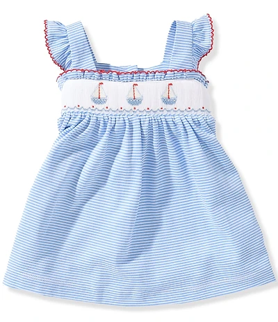 Edgehill Collection Baby Girls Sailboat Smocked Dress