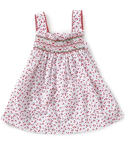 Edgehill Collection Baby Girls Sleeveless Smocked Cherry Print Dress