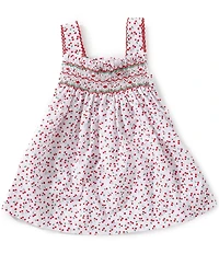 Edgehill Collection Baby Girls Sleeveless Smocked Cherry Print Dress