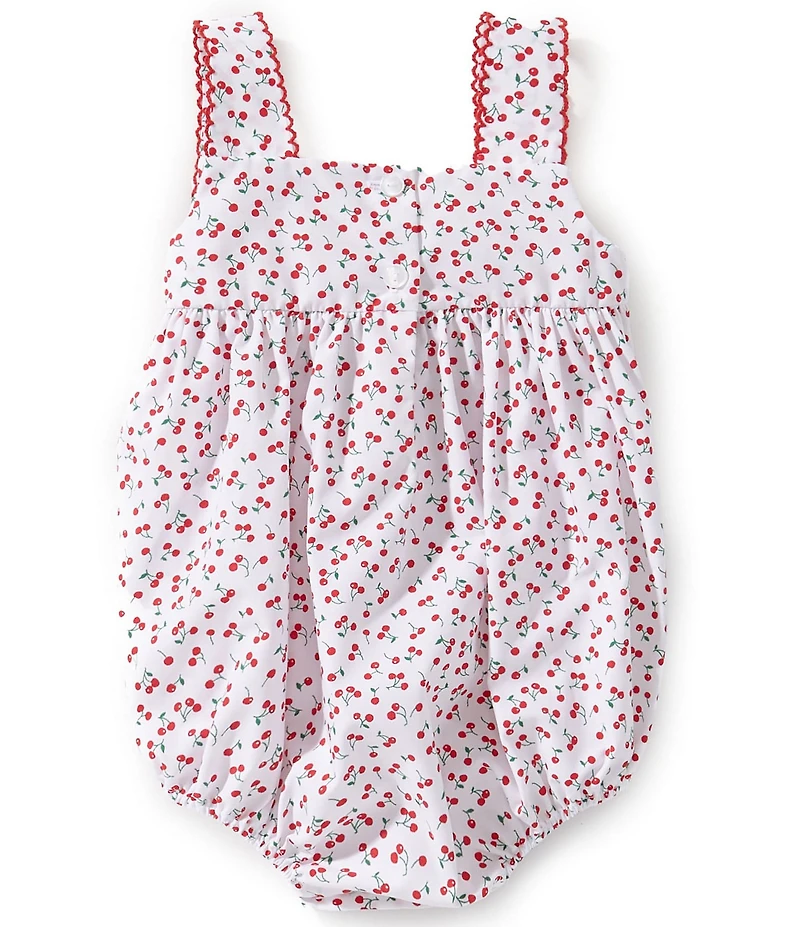 Edgehill Collection Baby Girls Smocked Cherry Print Bubble Romper