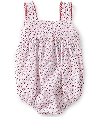 Edgehill Collection Baby Girls Smocked Cherry Print Bubble Romper