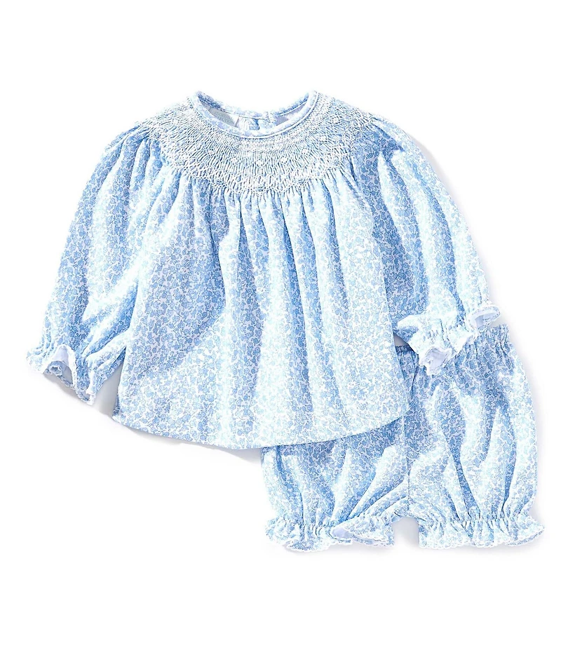 Edgehill Collection Baby Girls Smocked Floral Bloomer Set