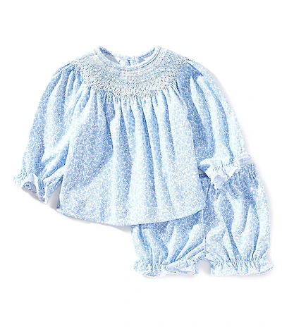 Edgehill Collection Baby Girls Smocked Floral Bloomer Set