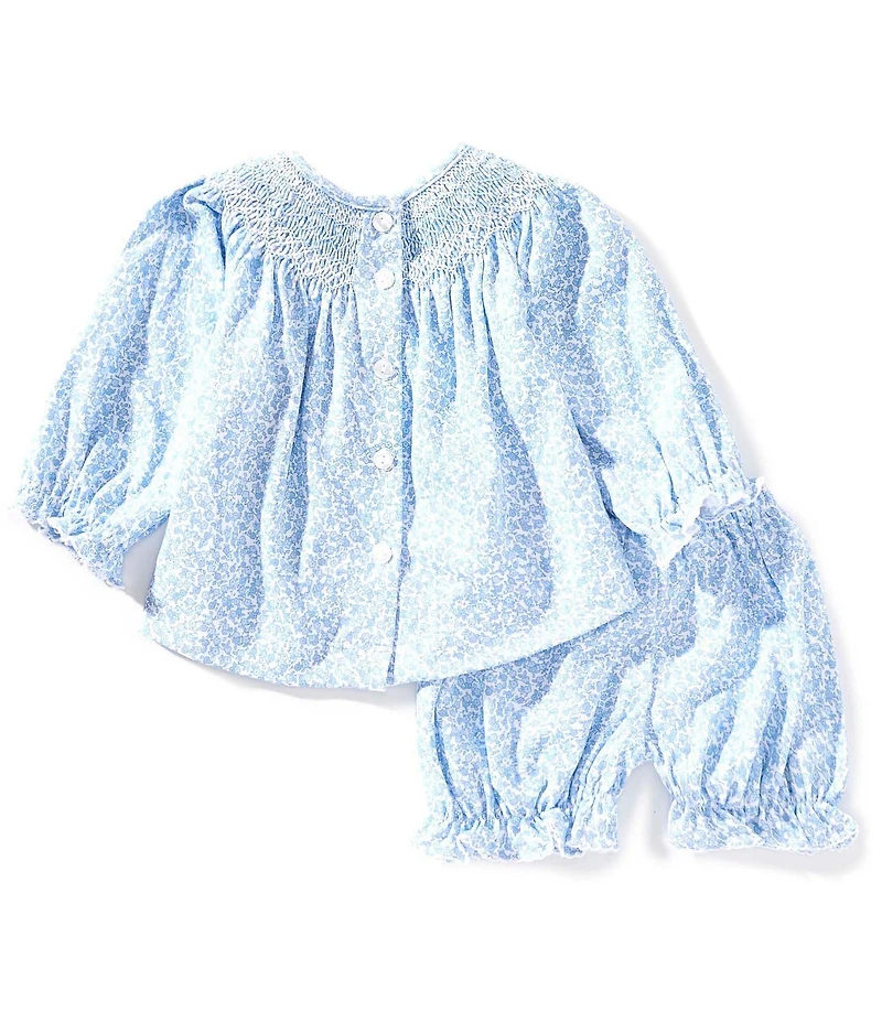 Edgehill Collection Baby Girls Smocked Floral Bloomer Set