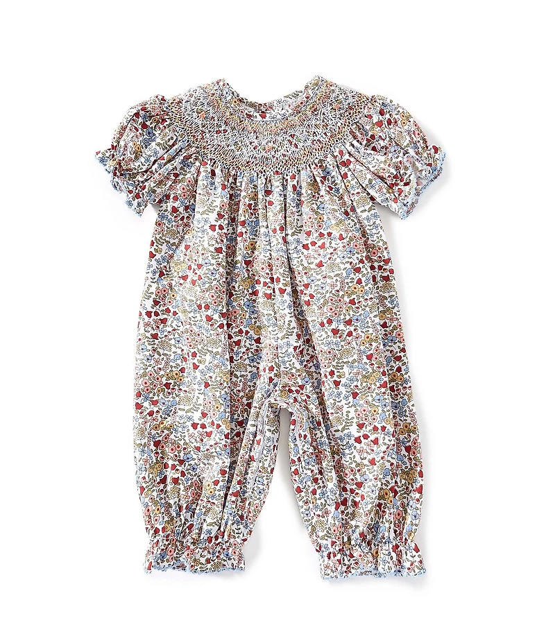 Edgehill Collection Baby Girls Smocked Floral Romper